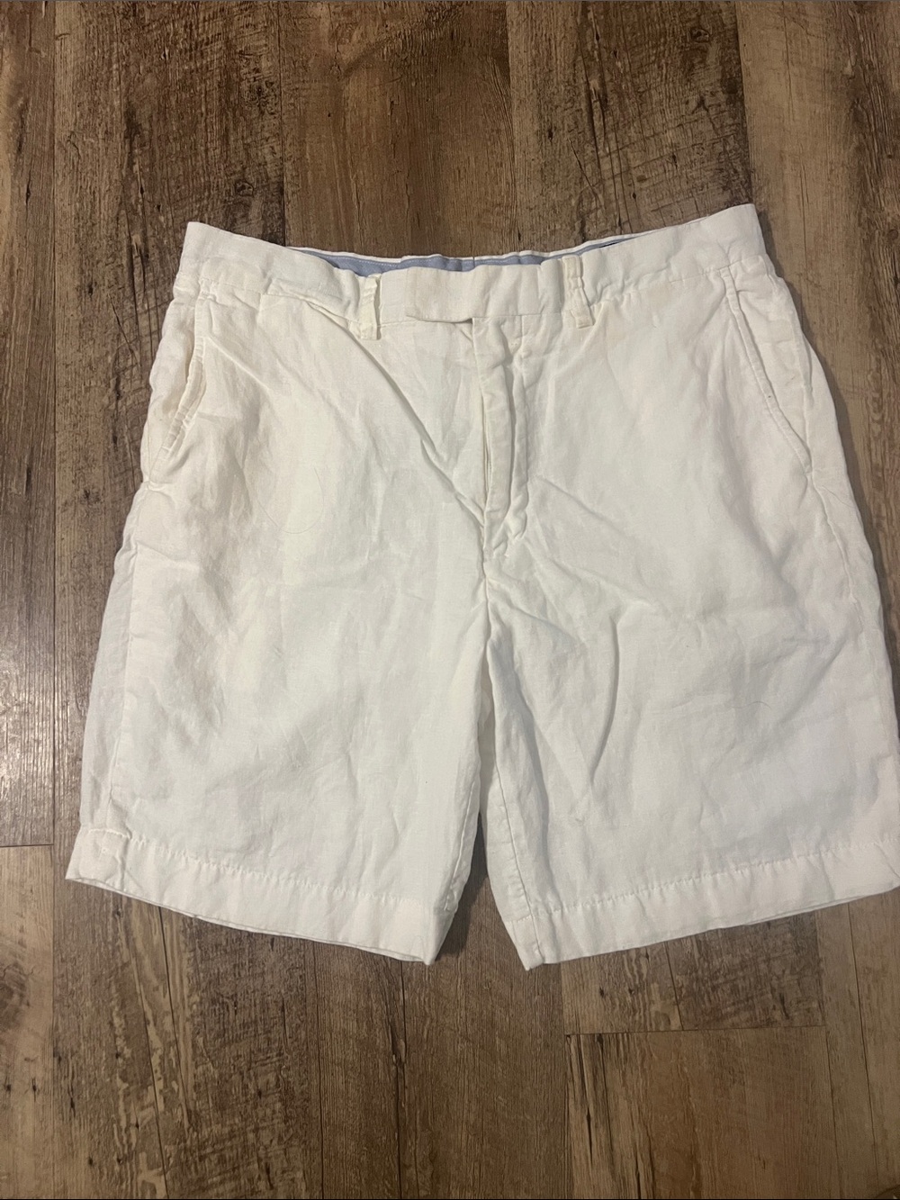 Ralph Lauren White Men's Cotton-Linen Flat Front Shorts
